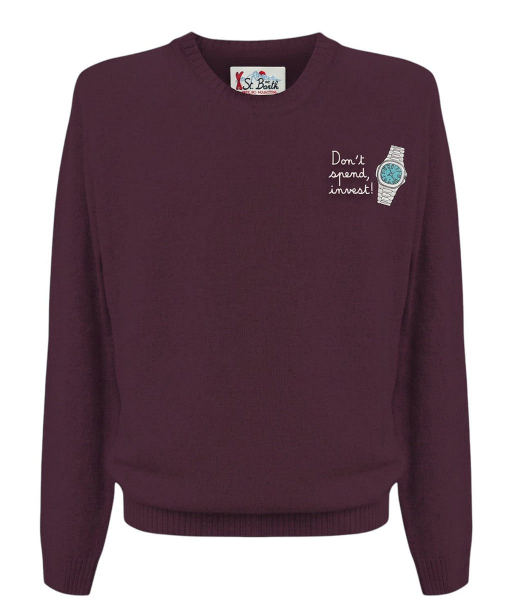 Heron Light Pullover mit der Stickerei „Sommelier…“.
