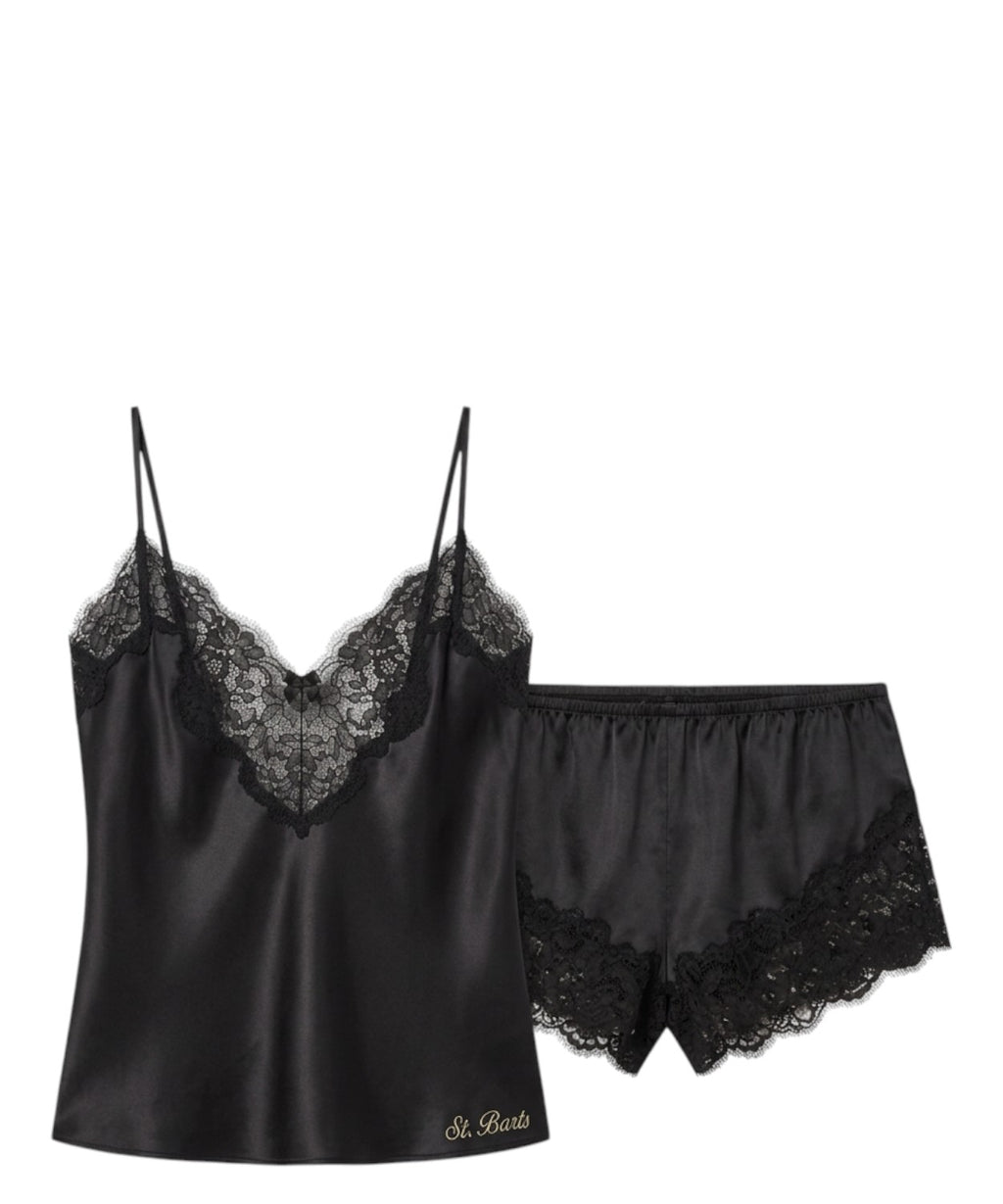 Pigiama Donna Satin con Inserti in Pizzo MC2 Saint Barth
