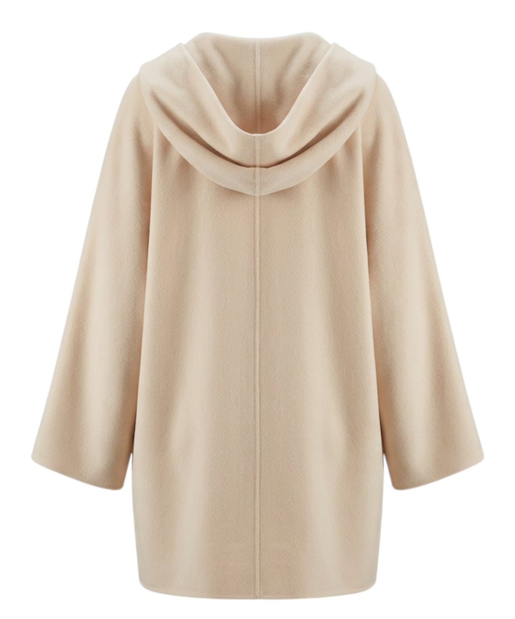 Cappotto Landa in Panno di Lana con Cappuccio e Cintura