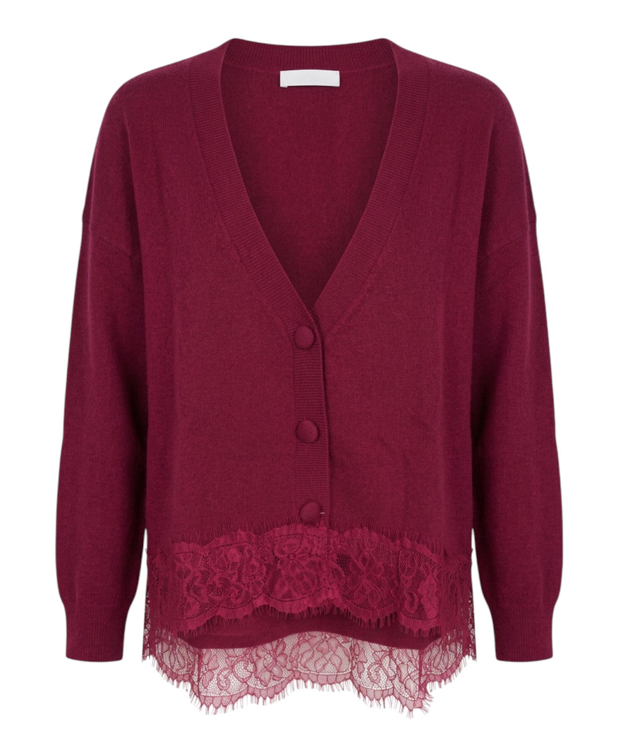 Cardigan Donna Cashmere Scollo a V Dotty con Pizzo
