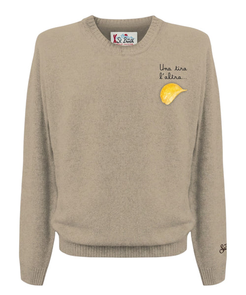 Maglione cachemire Heron Light con ricamo Chips
