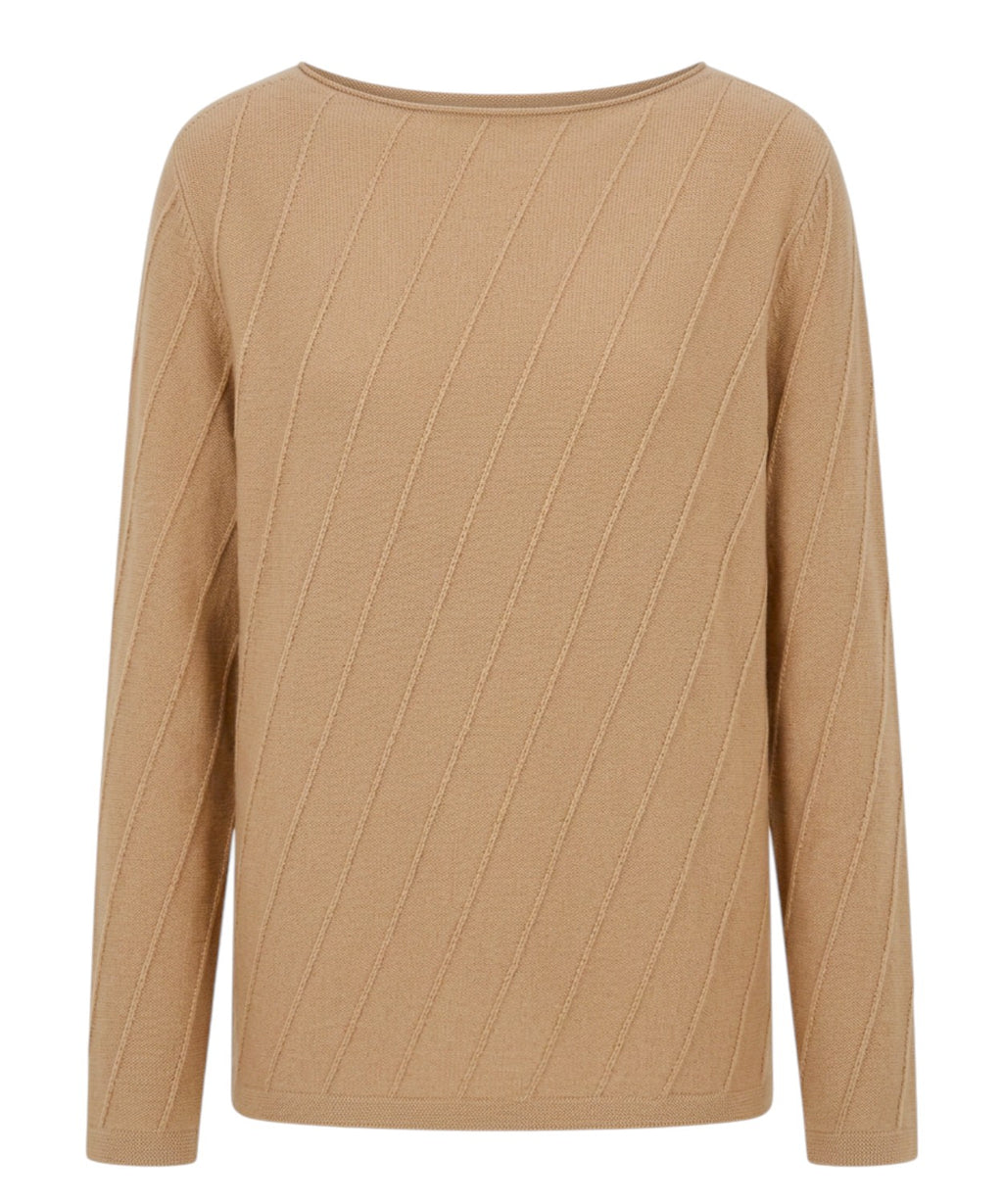GINSENG Wool Sweater with Asymmetrical Pattern