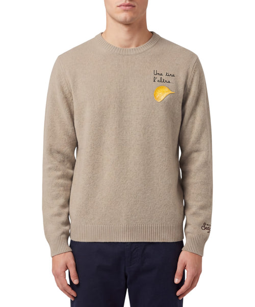 Maglione cachemire Heron Light con ricamo Chips