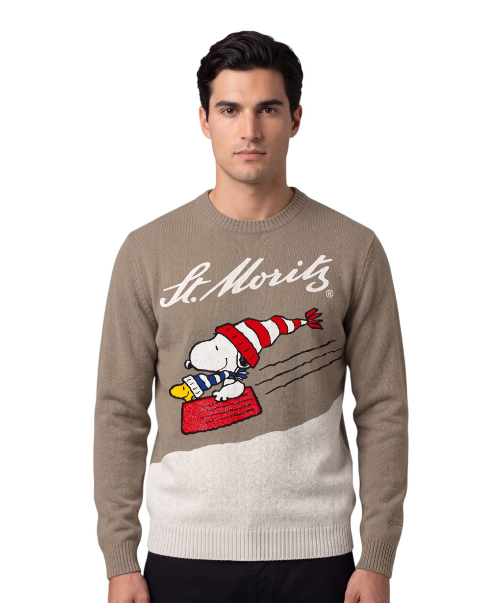 Svetr Heron z kašmírové směsi s výšivkou Snoopy