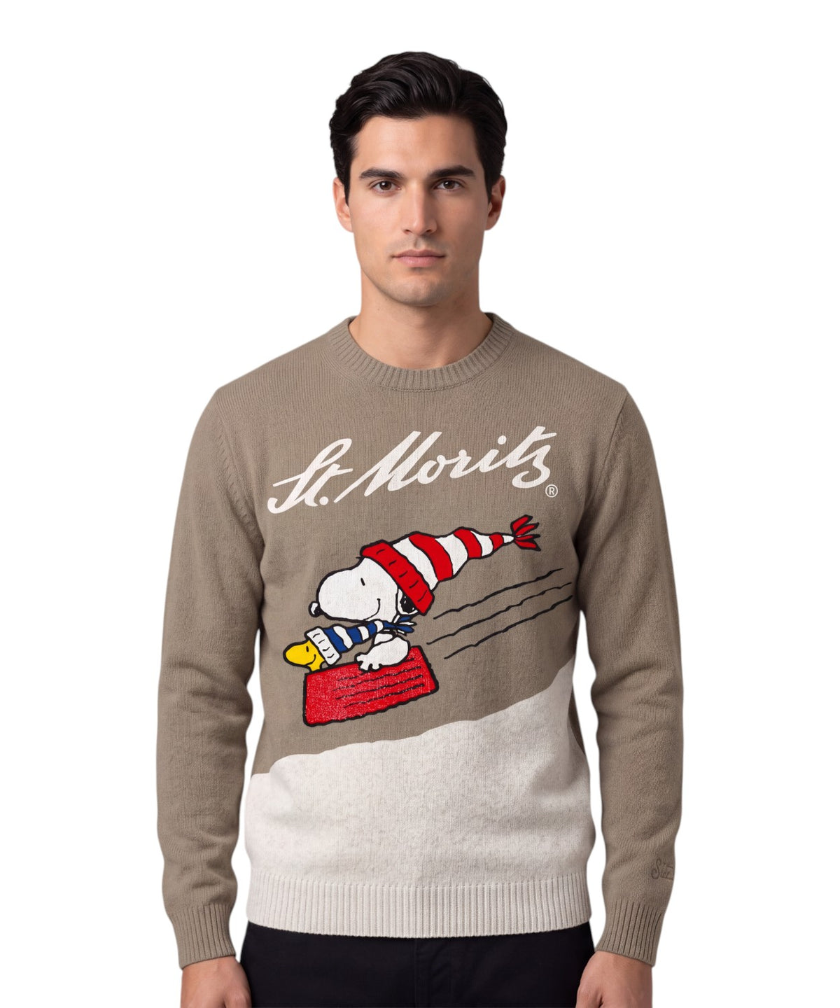Svetr Heron z kašmírové směsi s výšivkou Snoopy