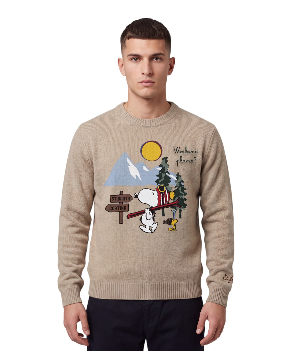 Svetr Heron z kašmírové směsi s výšivkou Snoopy