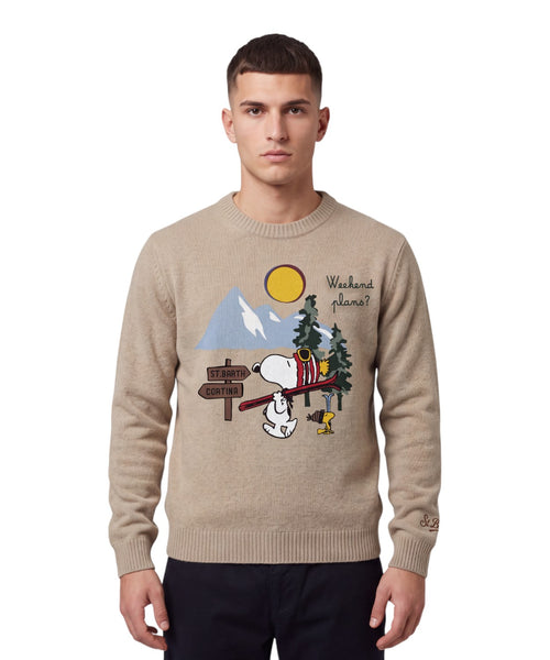 Heron sweater i kashmirblanding med Snoopy broderi