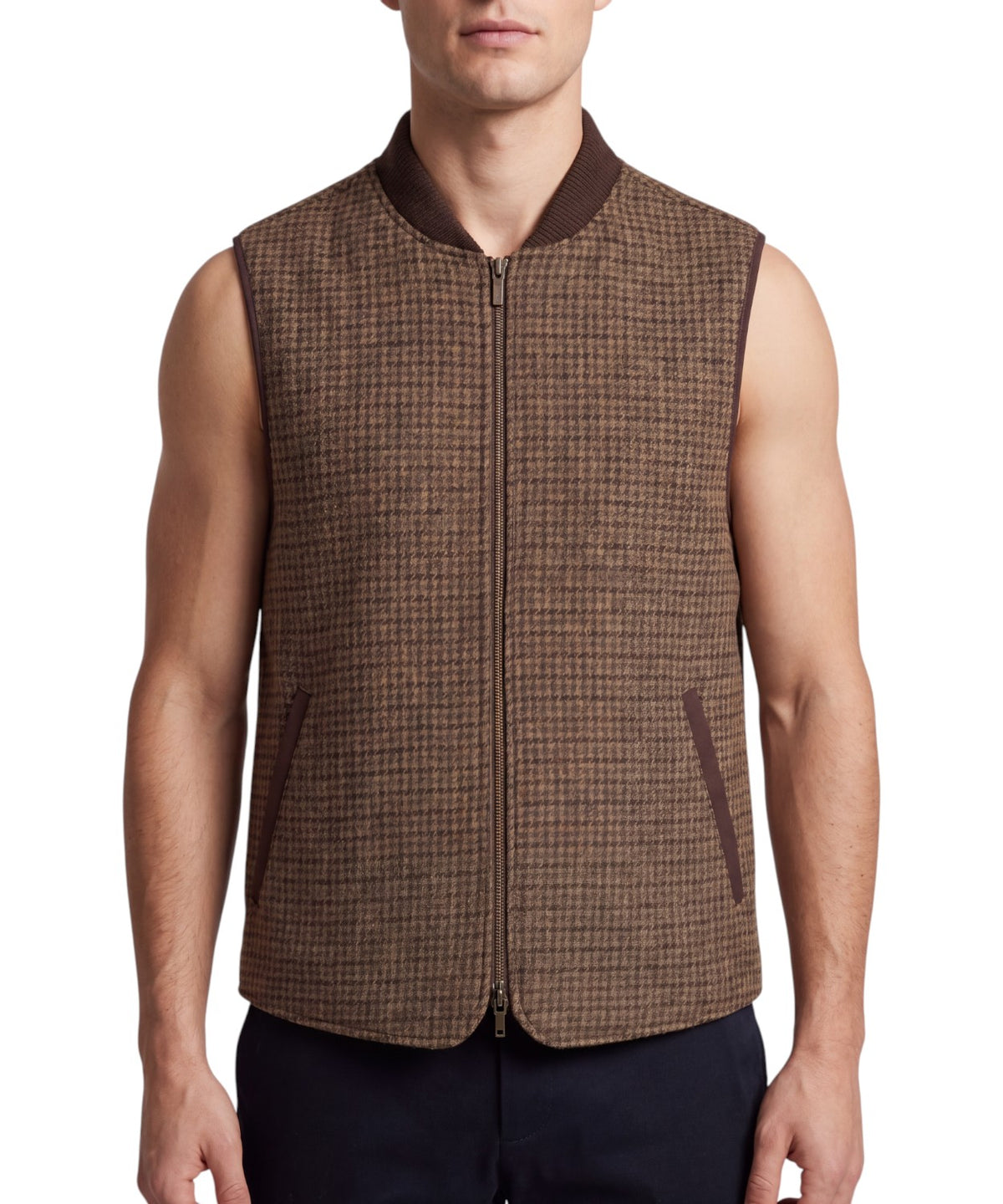 Gilet Spencer Reversibile in Lana Pied de Poule per Uomo