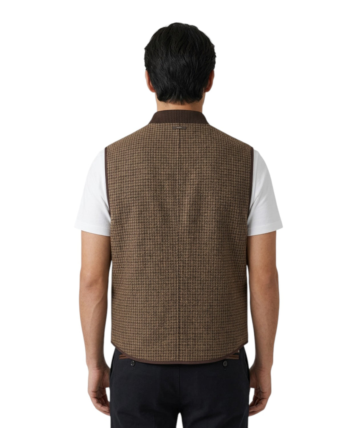 Gilet Spencer Reversibile in Lana Pied de Poule per Uomo