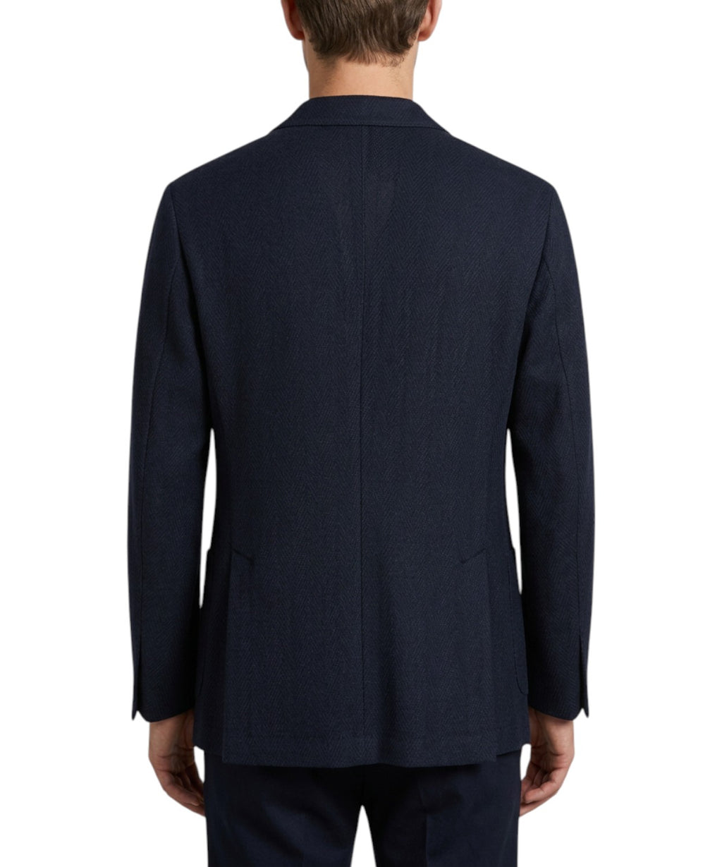 Double-Breasted Herringbone Wool and Cashmere Jacket