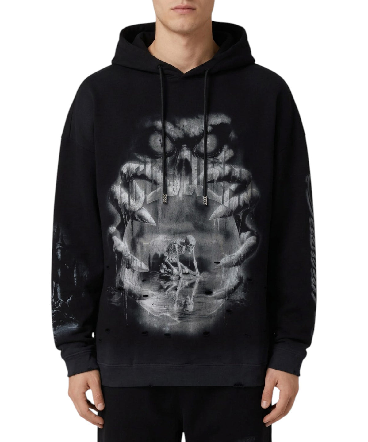 Sudadera Gothic oversize con capucha y estampados gráficos