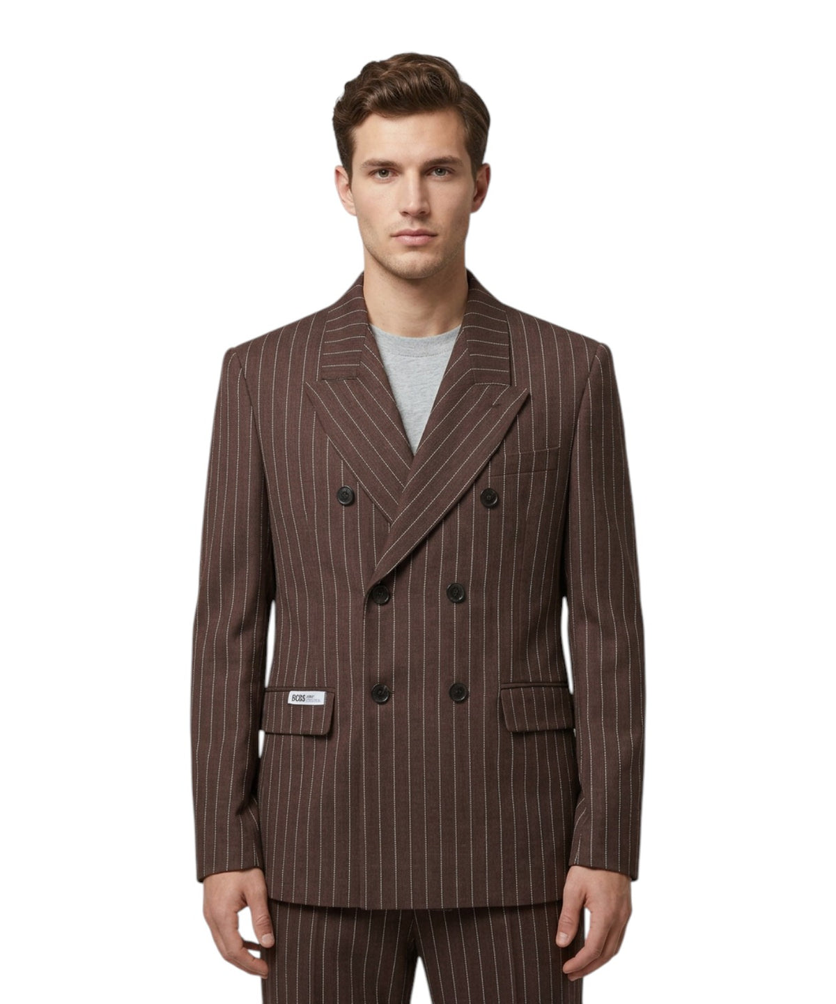 Dvouřadé proužkované sako GCDS Preppy s logem