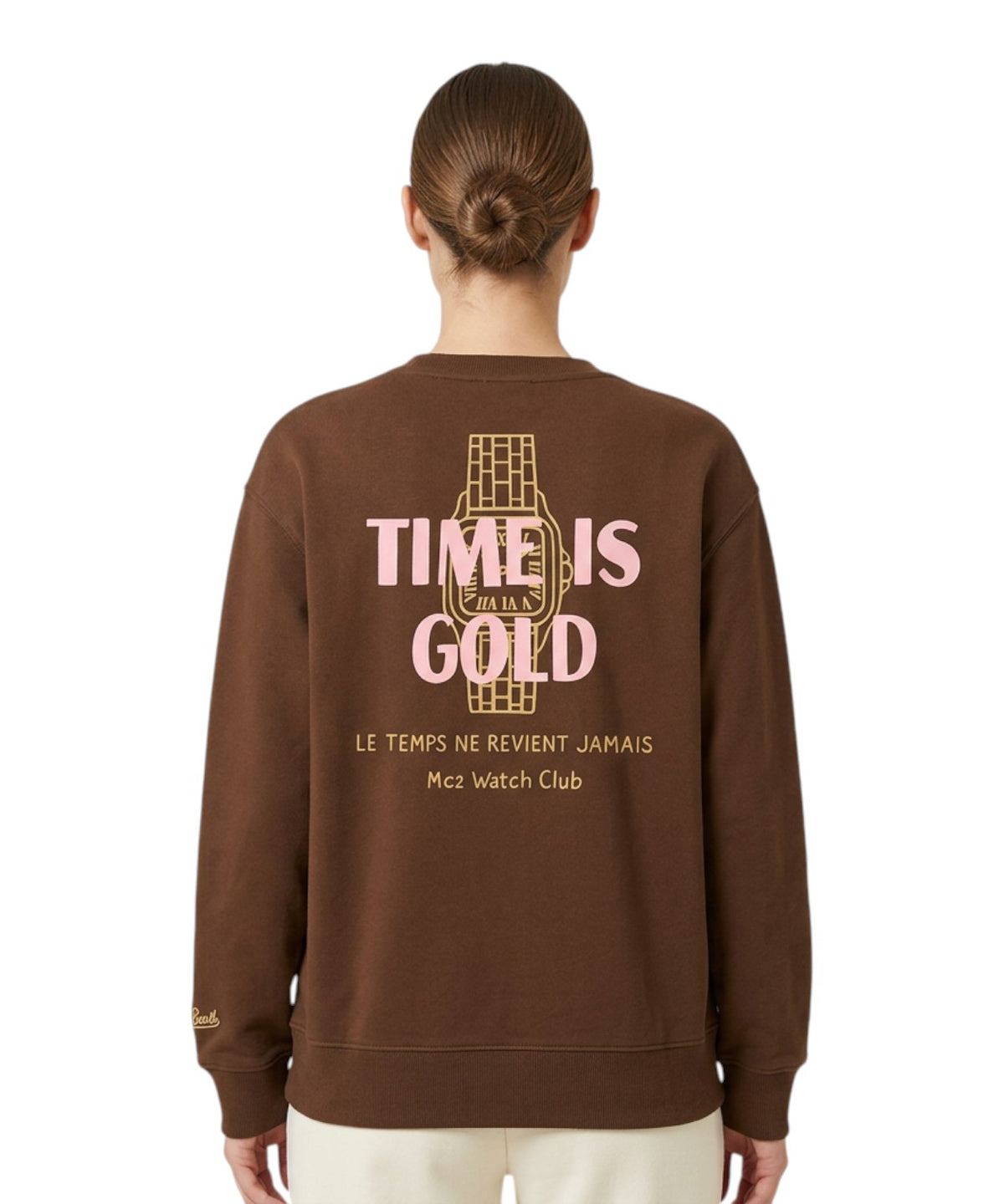 Felpa donna MC2 Saint Barth con stampa Time is Gold
