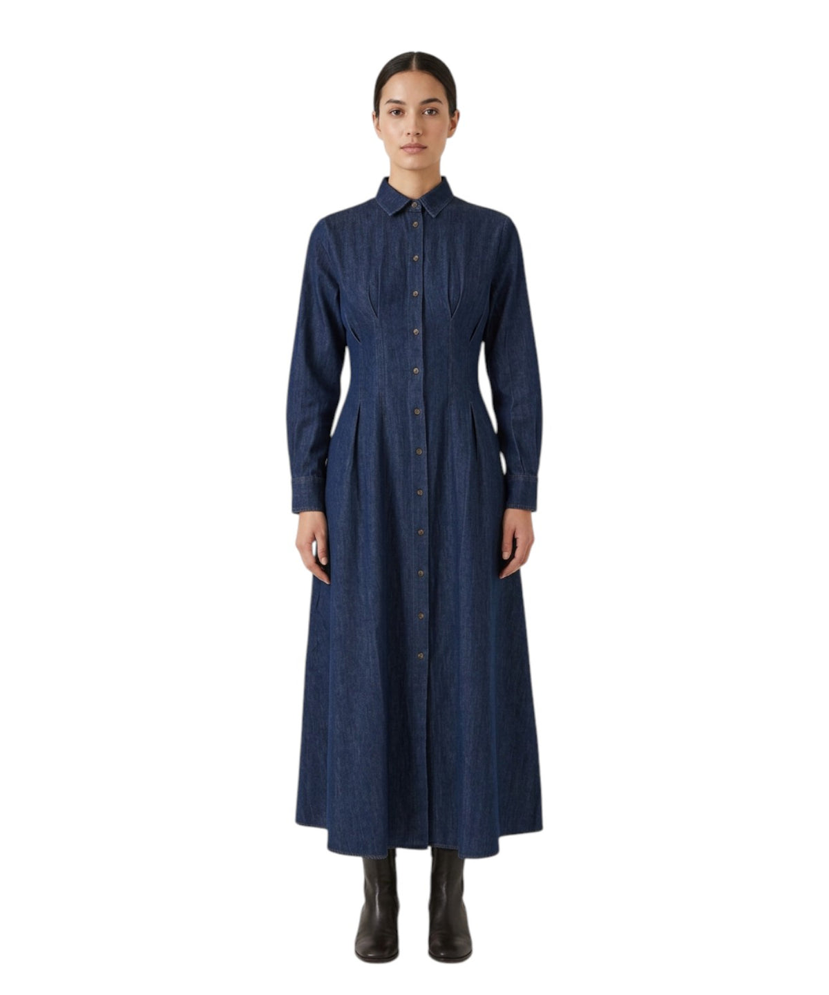 Abito Midi Alys in Denim con Ricamo Logo