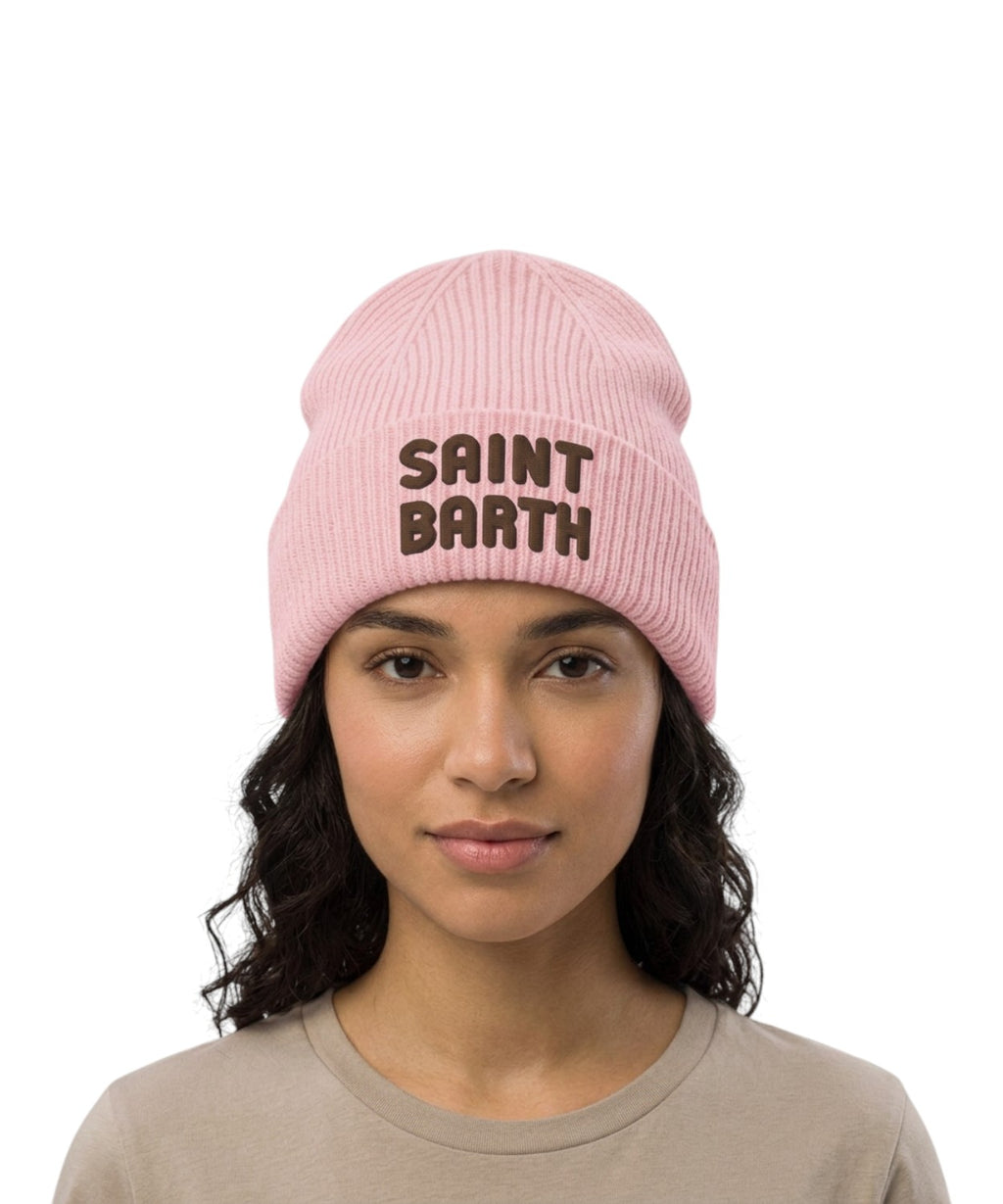 Berretto in Maglia a Coste con Logo Saint Barth