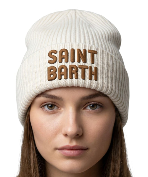 Berretto Maglia a Coste con Logo Saint Barth