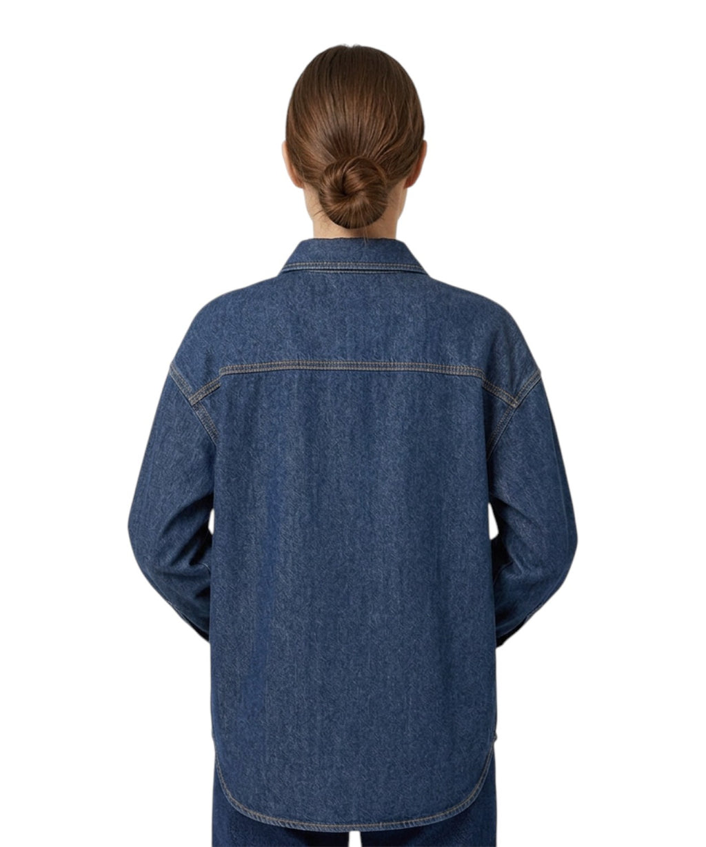 Camisa de mujer Gigy de denim con bordado Poodle