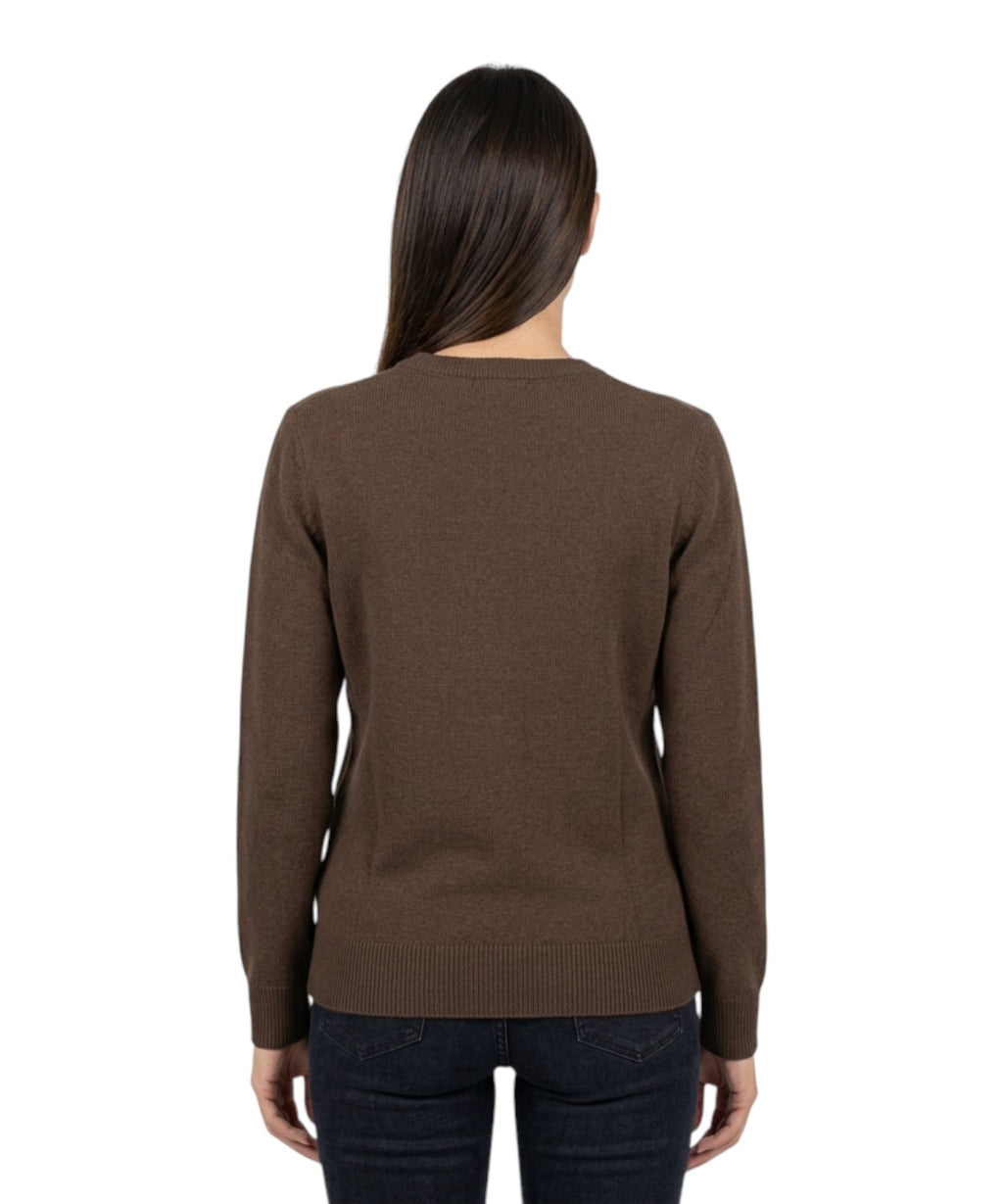 Tessa Cashmere-Blend Crew-Neck Sweater with Snoopy Rhinestones