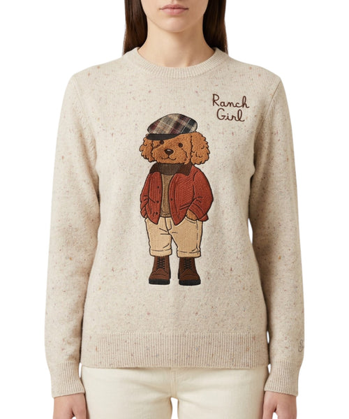 Maglione New Queen Donegal con Ricamo Country Poodle