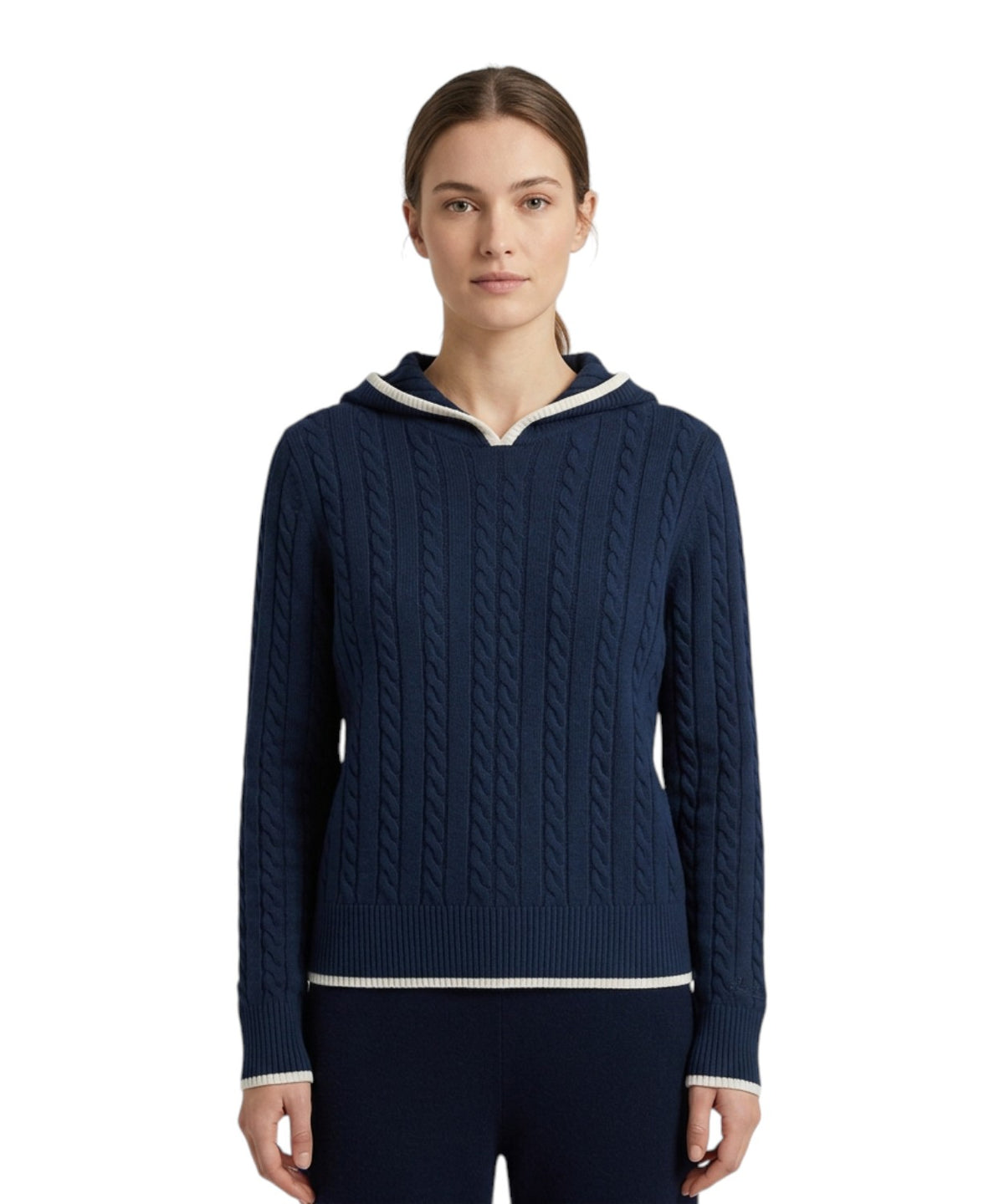 Jersey de mujer MC2 Saint Barth Laurent de punto trenzado con capucha