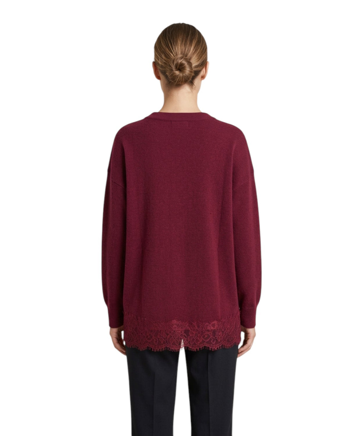 Cardigan Donna Cashmere Scollo a V Dotty con Pizzo