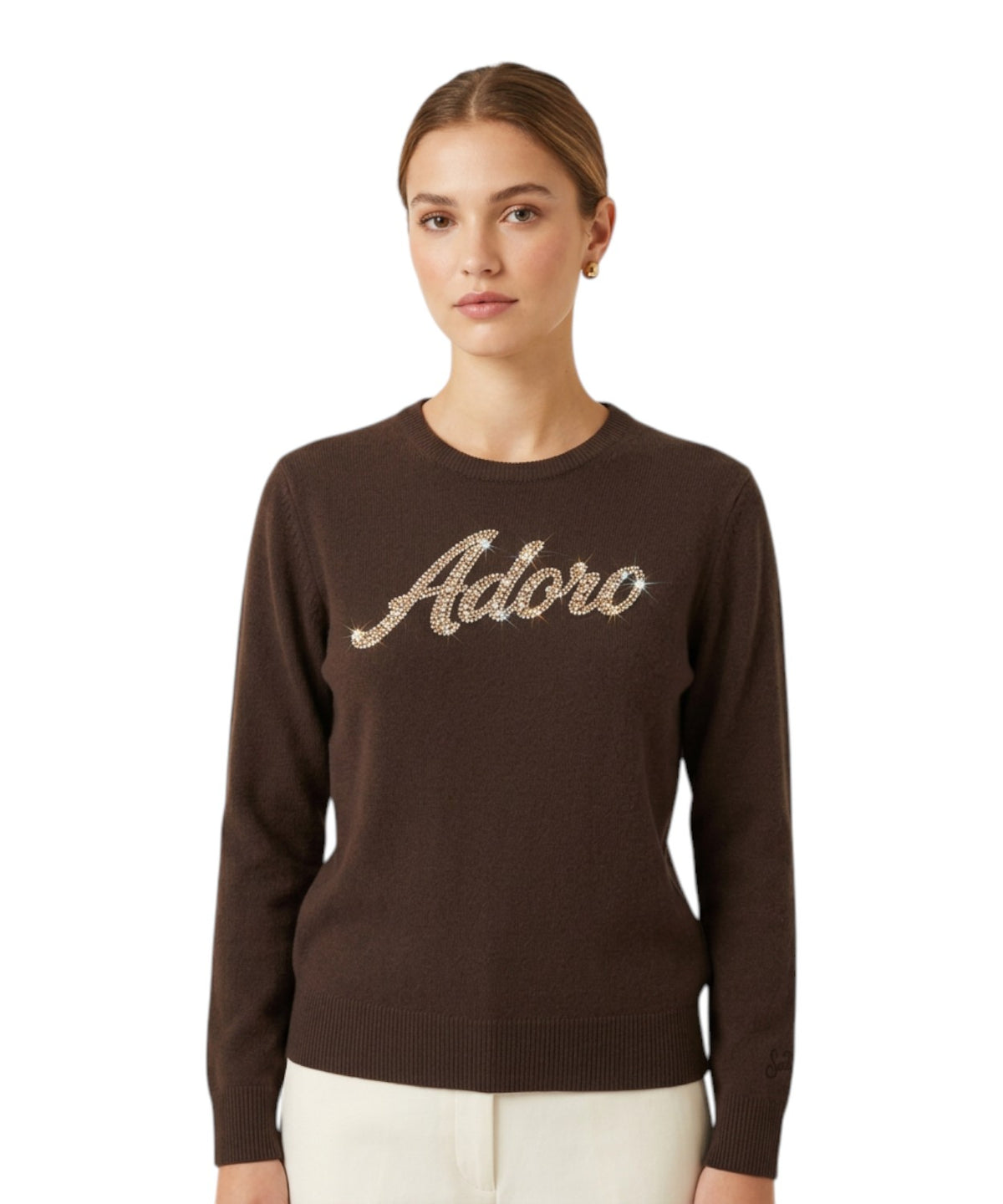 Maglione Alpaca New Queen con Scritta ADORO Strass