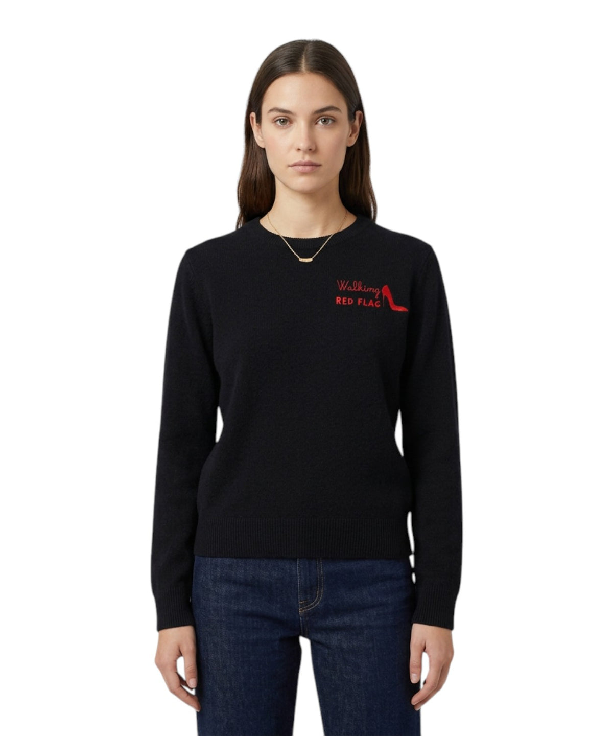 Maglione New Queen in Misto Cashmere e Ricamo Red Flag