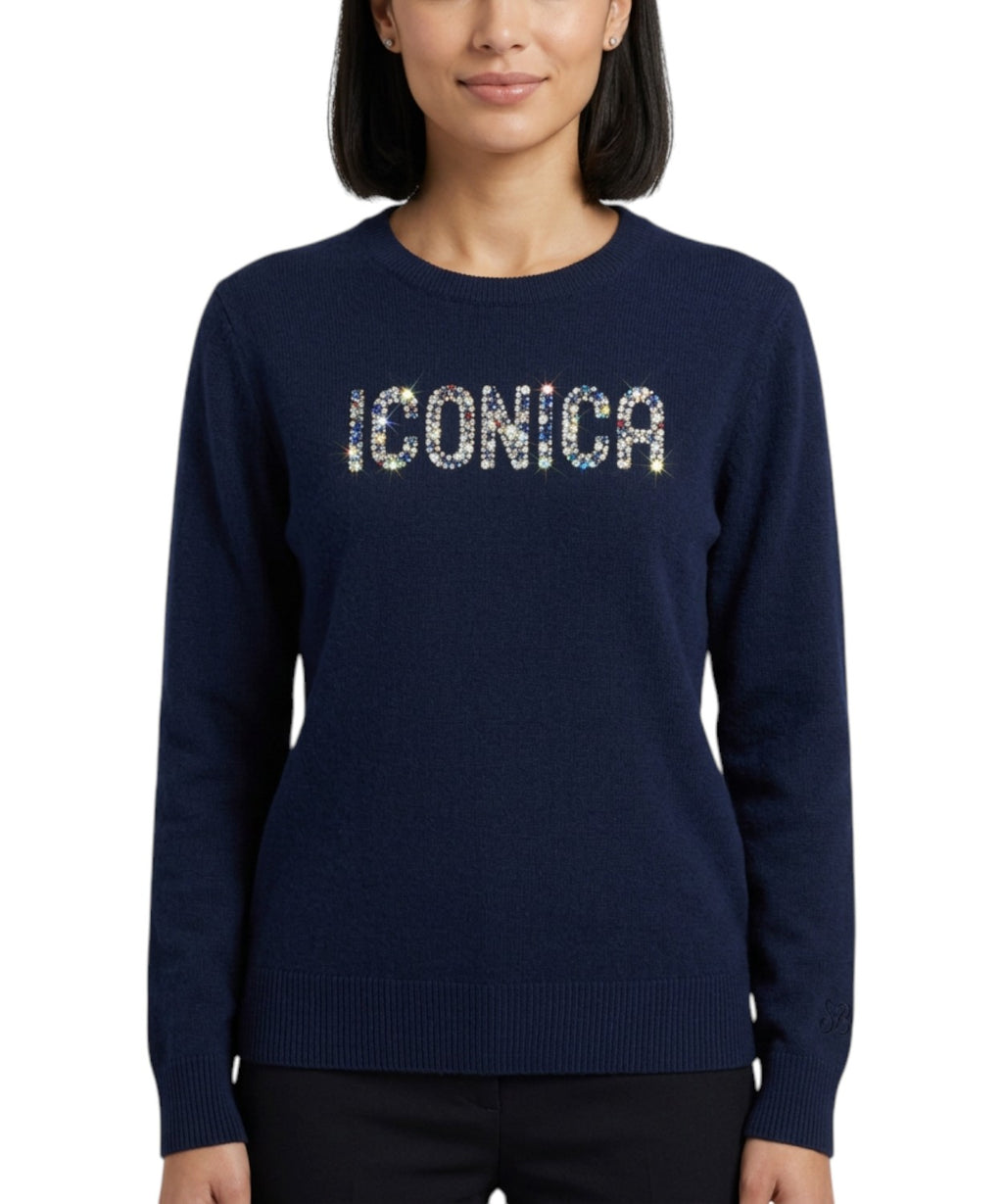 Maglione Alpaca New Queen con Scritta ICONICA Strass