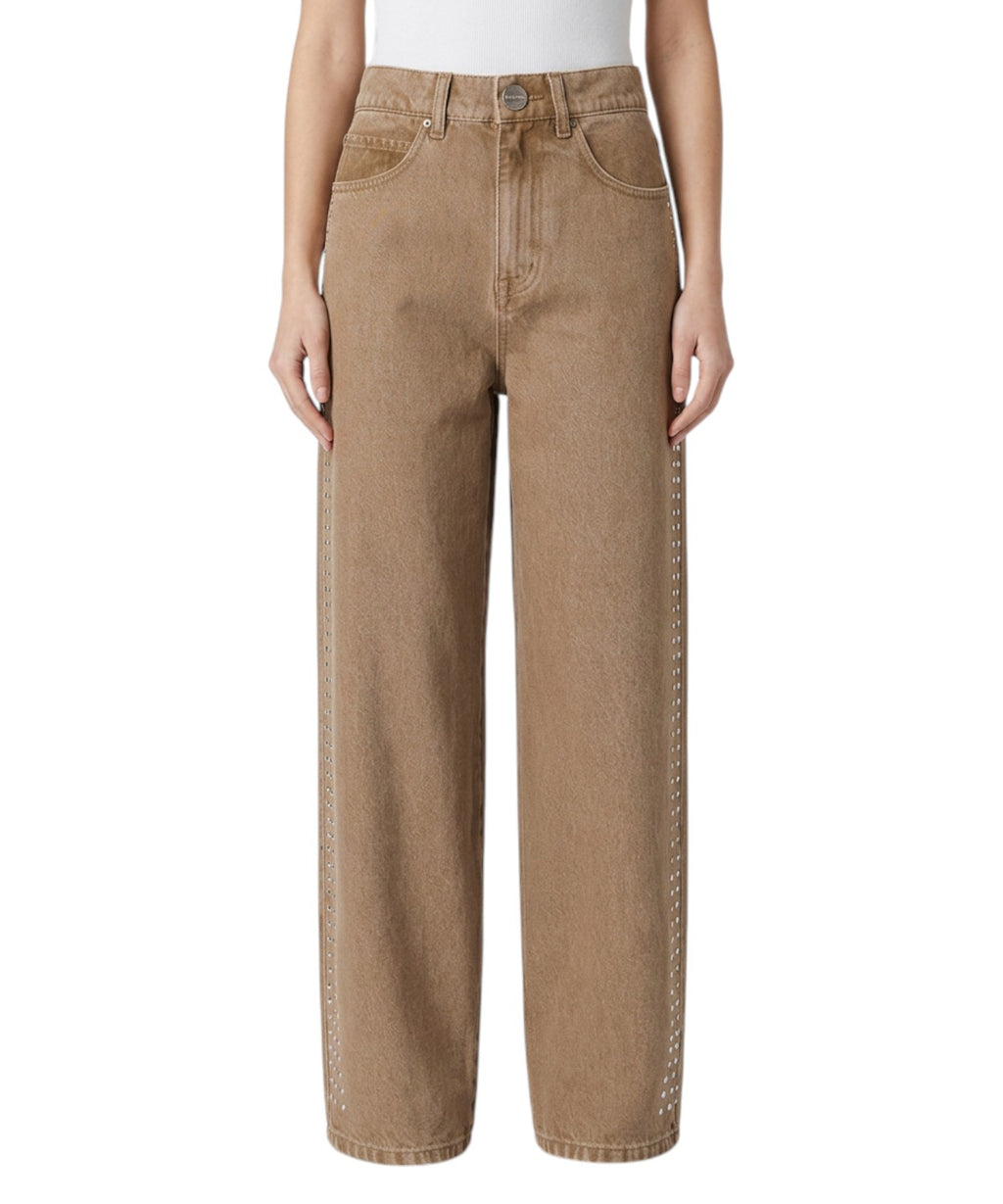 Pantaloni Pinko Egg Fit in Denim con Applicazioni
