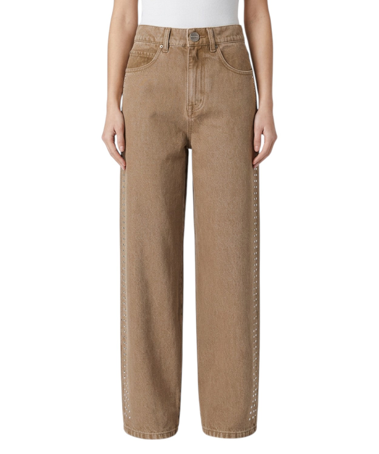 Pantaloni Pinko Egg Fit in Denim con Applicazioni