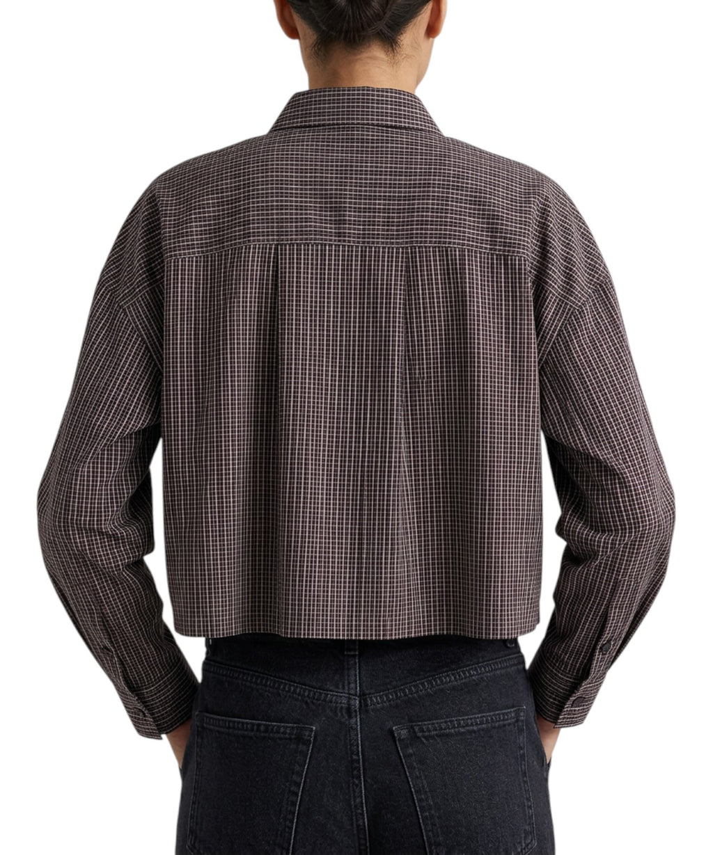 Camicia Crop Pinko Carlina in Cotone Tinto Filo
