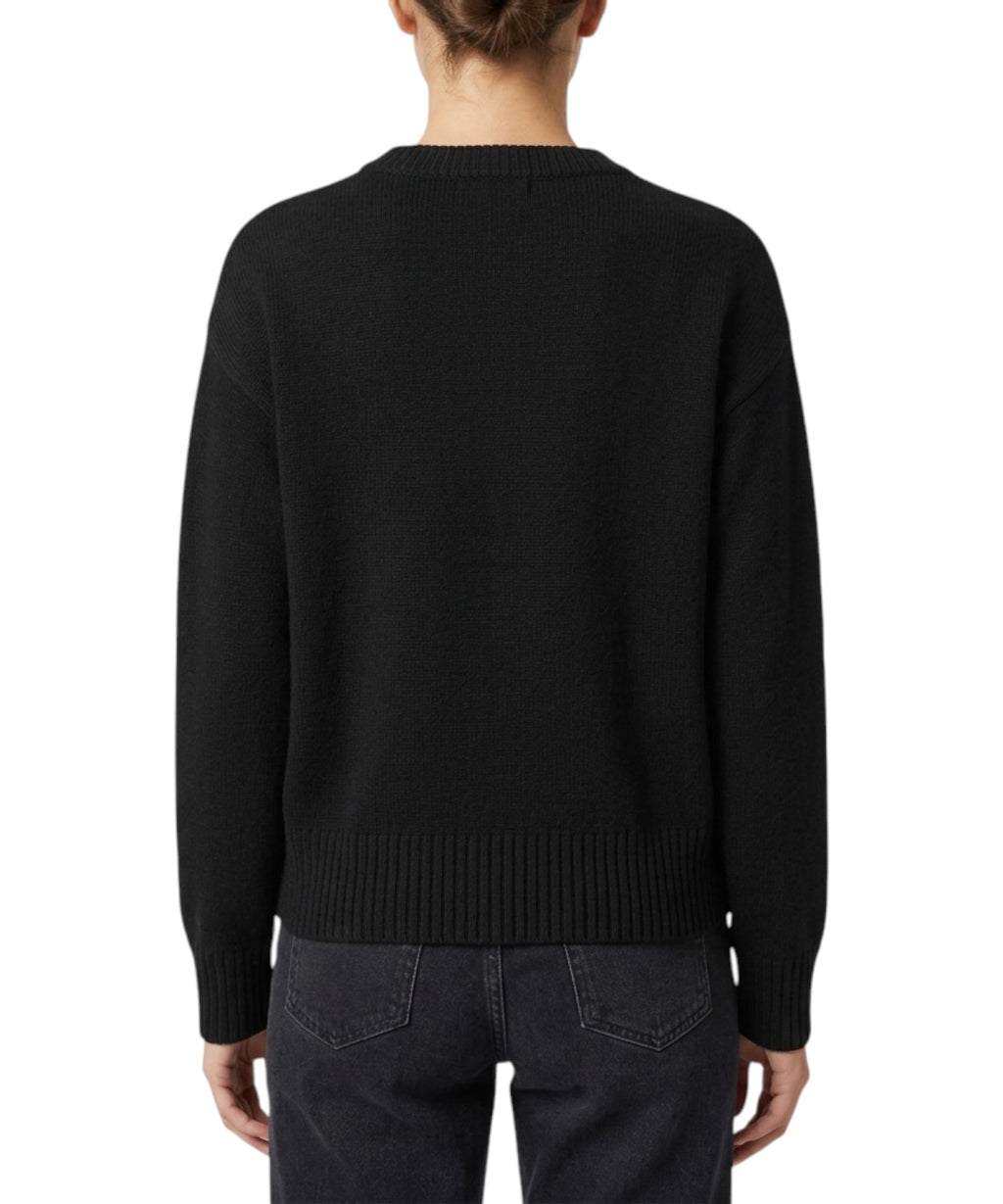 Maglia Girocollo Tessa in Misto Cashmere Snoopy Strass