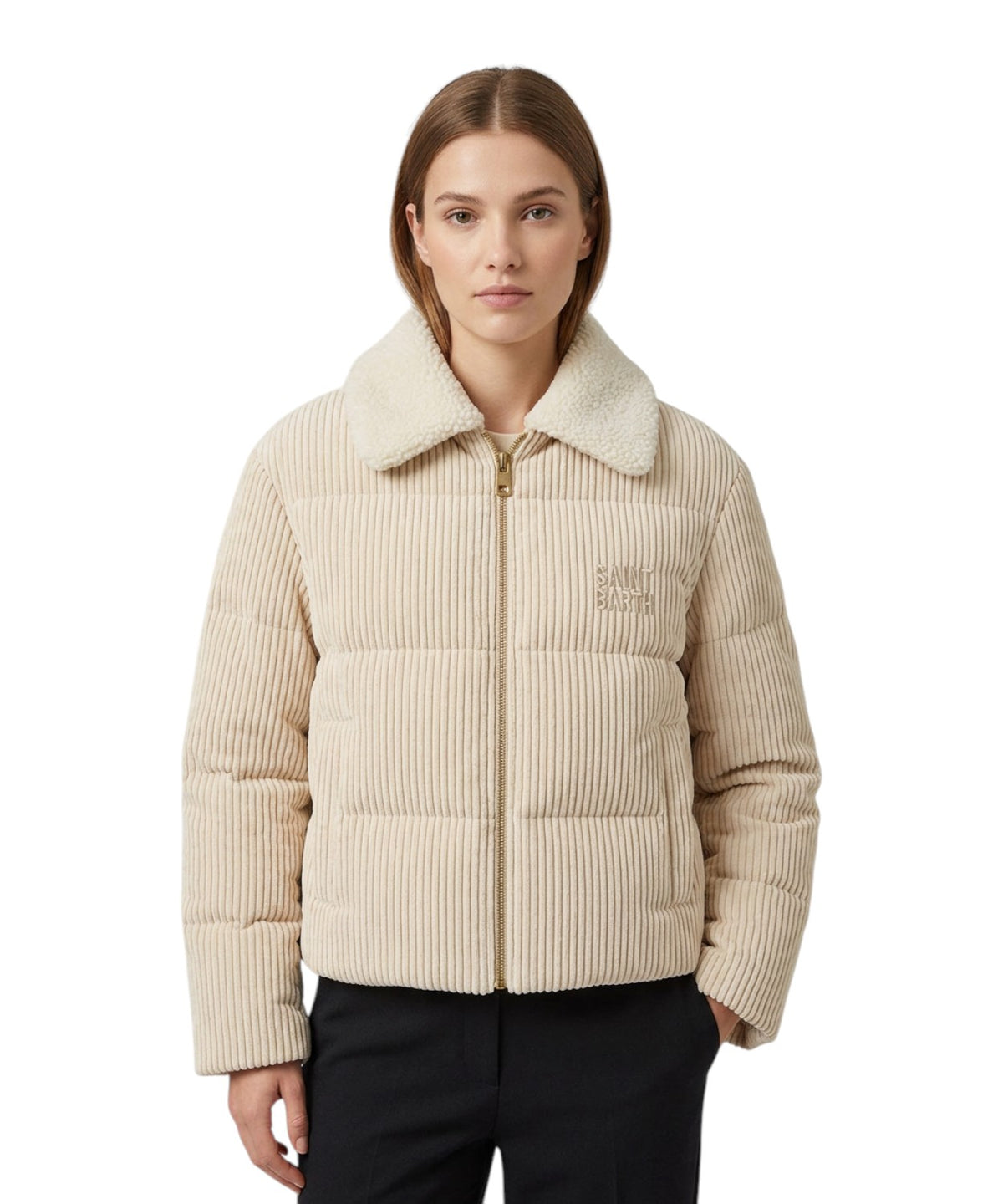 Piumino Sethi donna in velluto con colletto sherpa