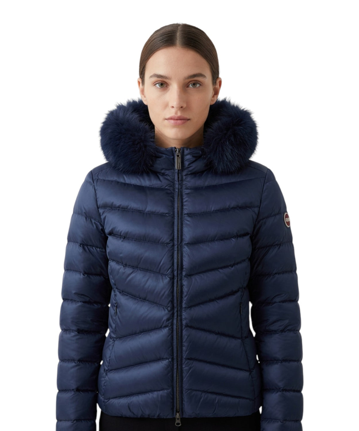Piumino Donna Colmar con Cappuccio in Pelliccia Sintetica