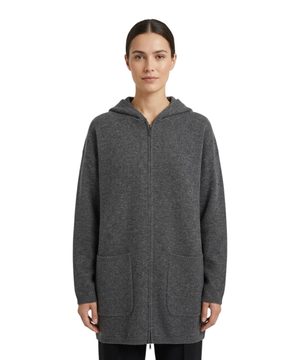 Parka MM Max Mara donna in panno di lana con cappuccio