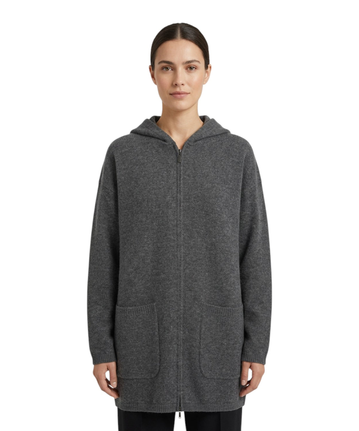Parka MM Max Mara donna in panno di lana con cappuccio
