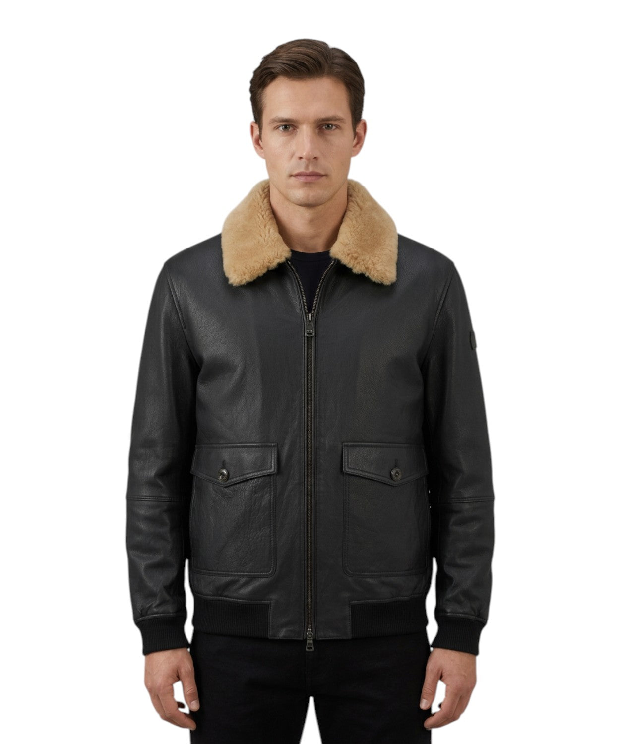 Giubbotto Murdo in Pelle con Collo Shearling