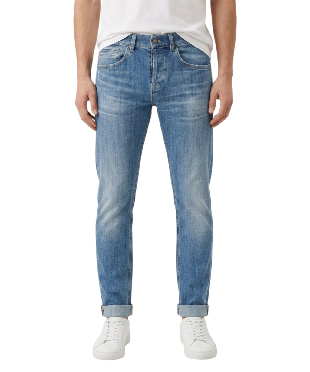 Jeans Uomo Dondup George Slim Fit Denim Stretch 13 Oz