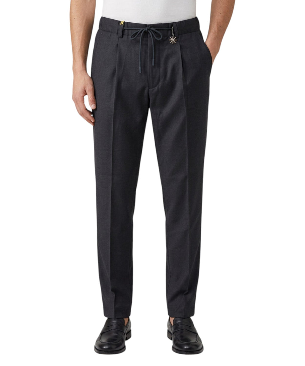 Pantalone Uomo in Lana Vergine Stretch con Elastico in Vita