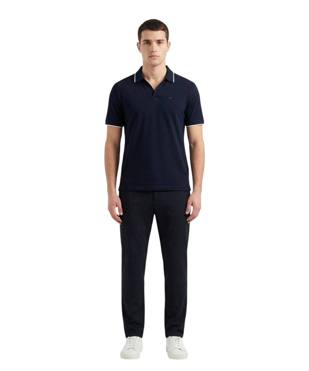 Polo Uomo Piquet di Cotone con Scollo a V Emporio Armani
