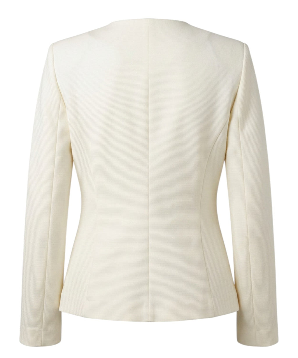 Women's ottoman jersey jacket with asymmetric closure