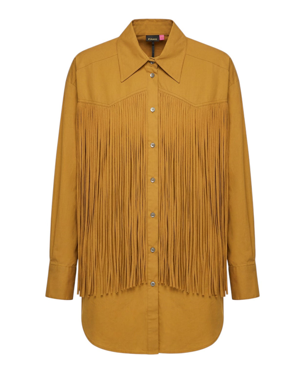 Pinko Alife Cotton Dress with Fringes