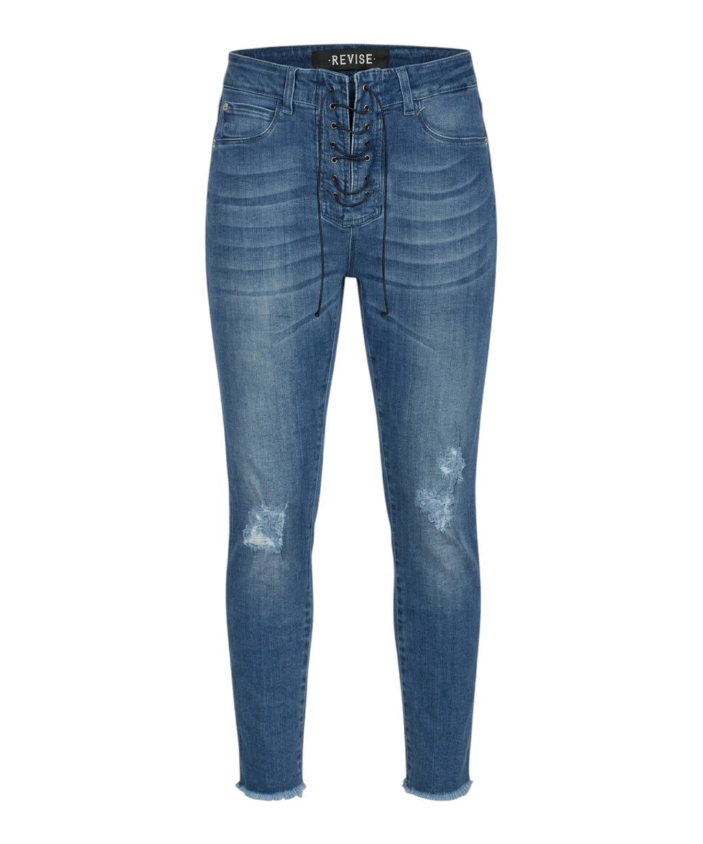 Damesjeans Revise skinny met koordjes