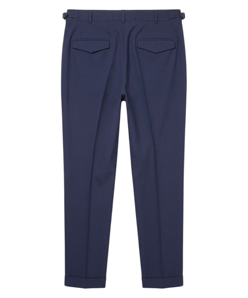 Pantalone Uomo Blu in Lana Stretch con Pinces