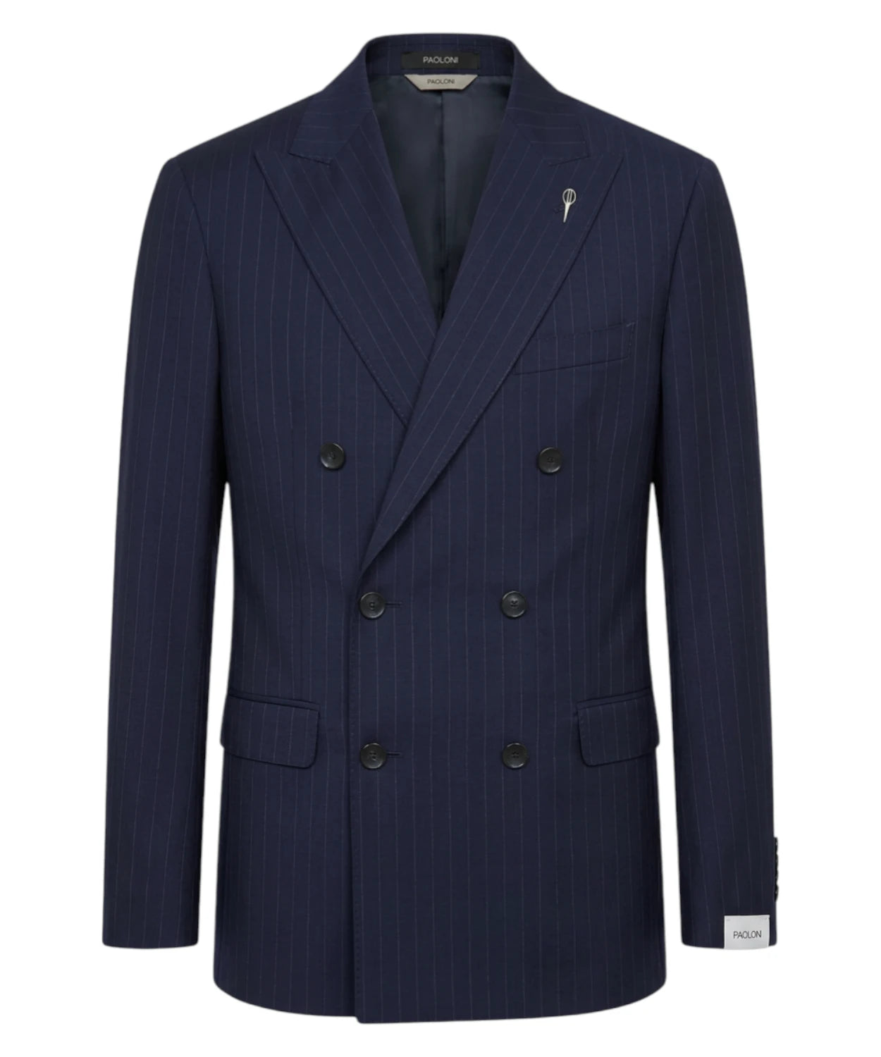 Abito Uomo Gessato Blu Paoloni in Lana Vergine