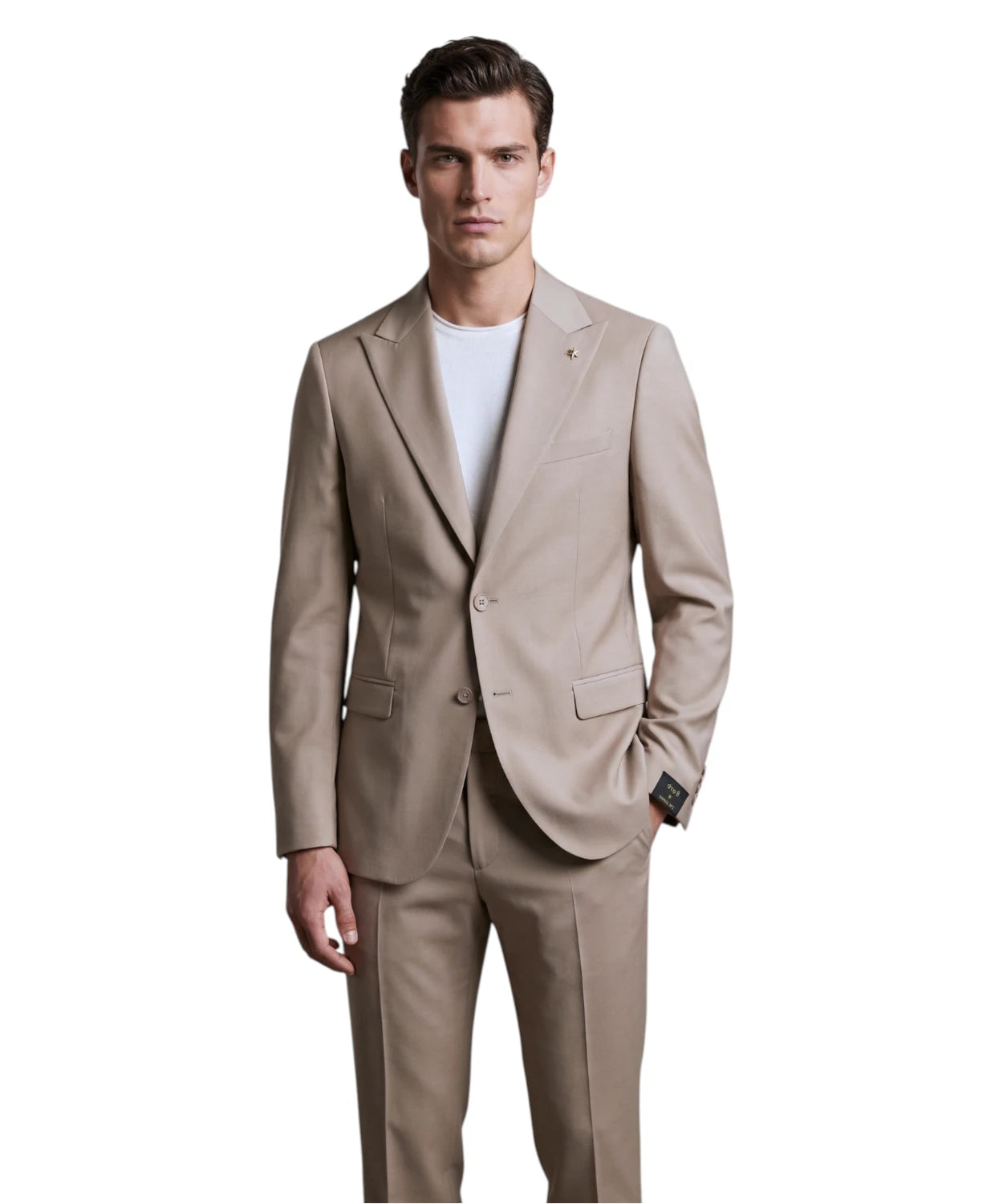 Abito Greige in Fresco Lana Stretch Elegante per Uomo