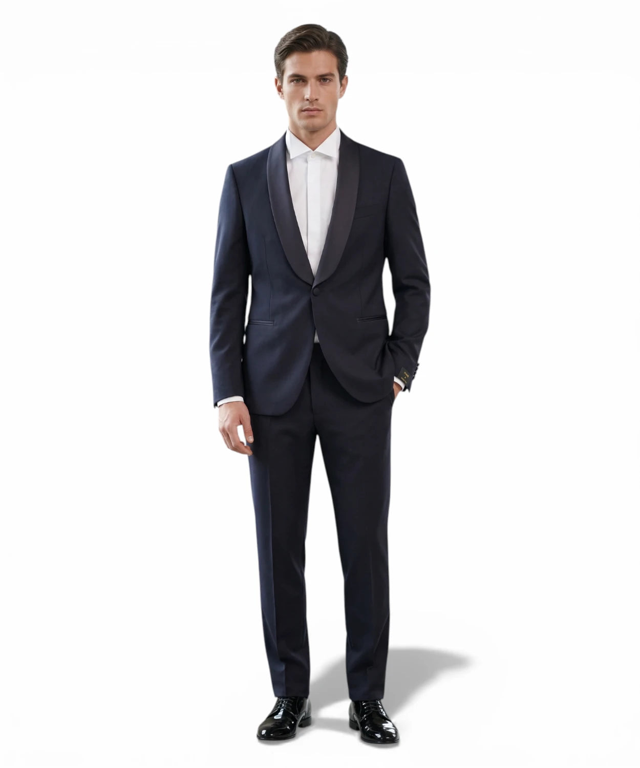 Abito Smoking Uomo Blu Notte di Manuel Ritz in Fresco Lana Stretch