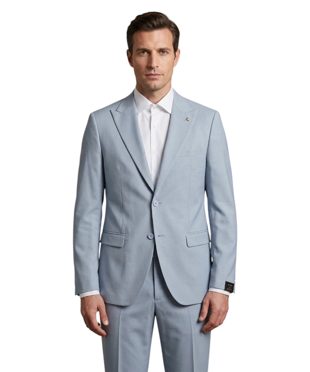 Abito Uomo Azzurro Slim Fit in Fresco Lana Stretch