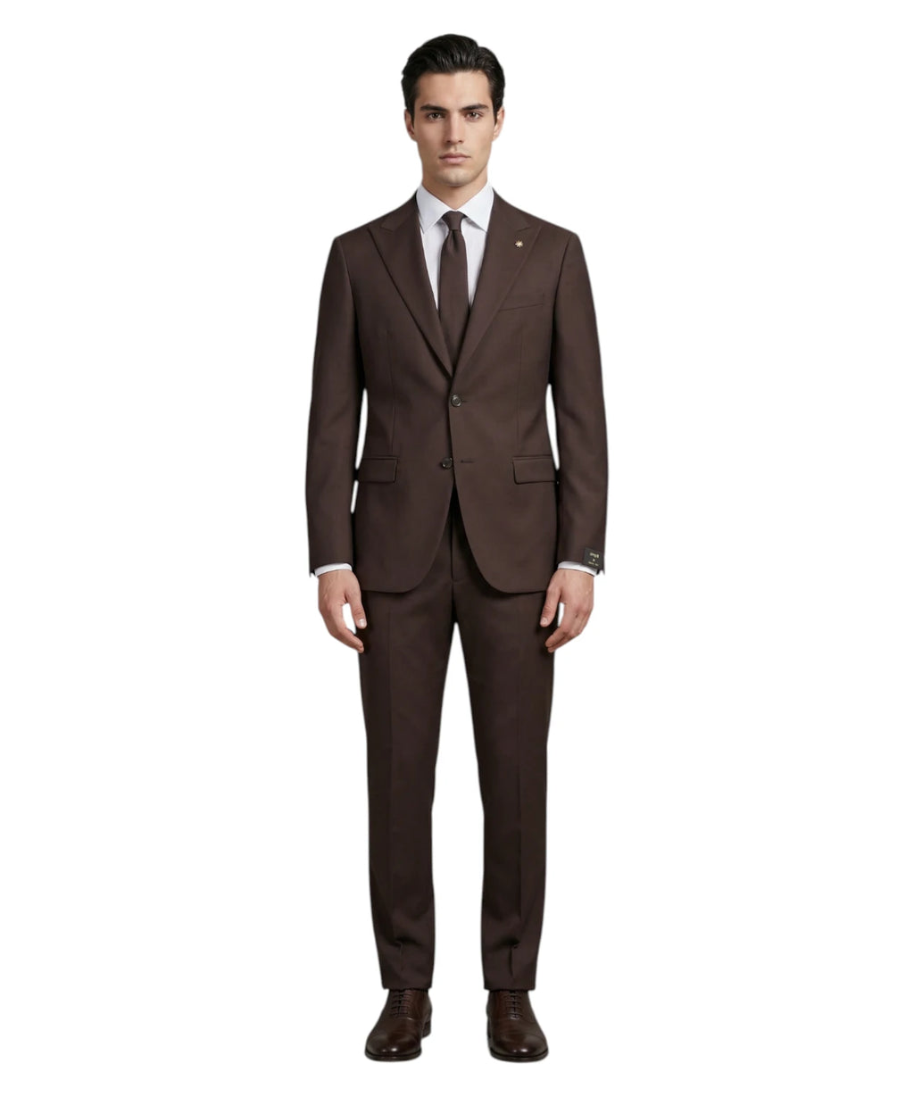 Męska sukienka brązowa z Fresco Lana Stretch, slim fit