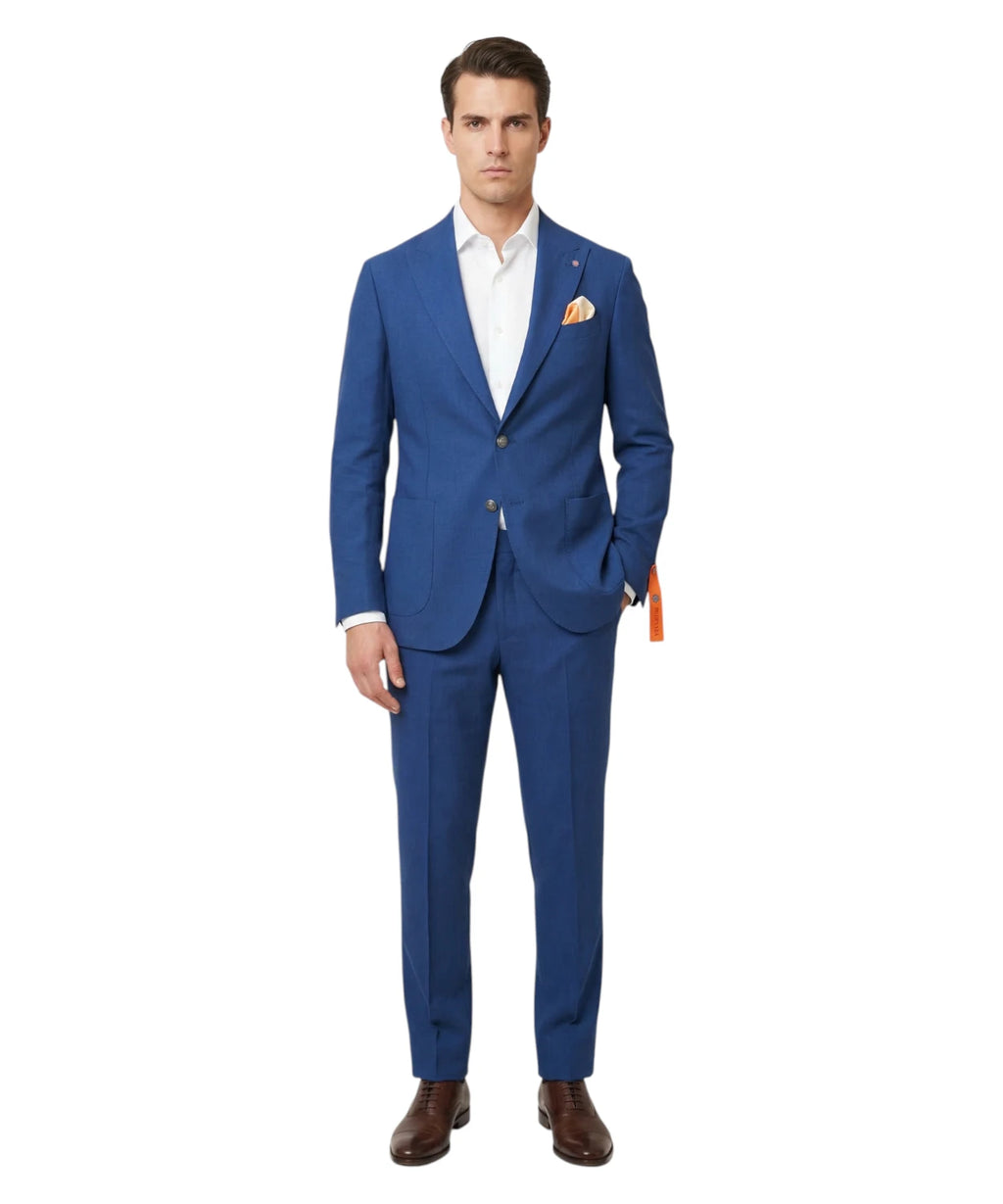 Blauw Wasabi Herenpak met Elastische Jas en Broek